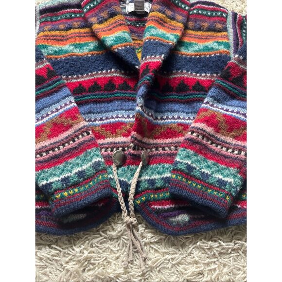 Amazing Vintage Southwestern Navajo Aztec Shetland Wool Cardigan Sweater Casual - Picture 12 of 14